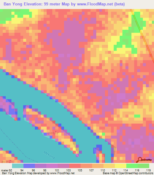 Ban Yong,Laos Elevation Map