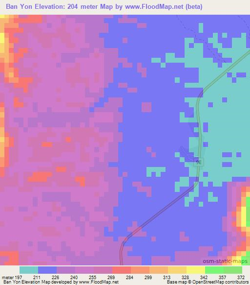 Ban Yon,Laos Elevation Map