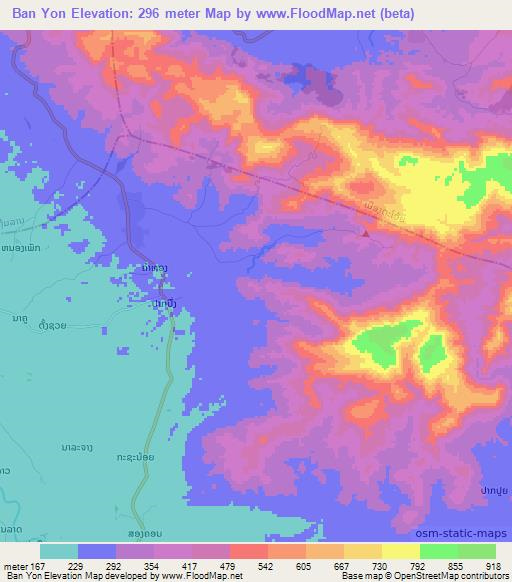 Ban Yon,Laos Elevation Map