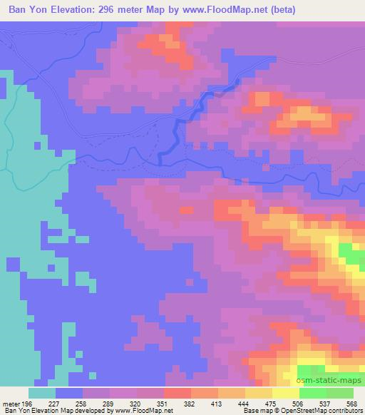 Ban Yon,Laos Elevation Map