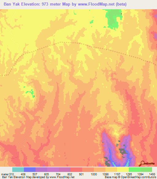 Ban Yak,Laos Elevation Map