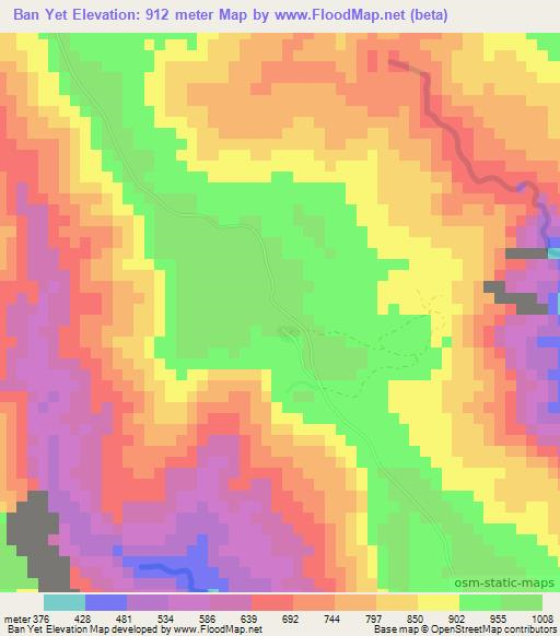 Ban Yet,Laos Elevation Map