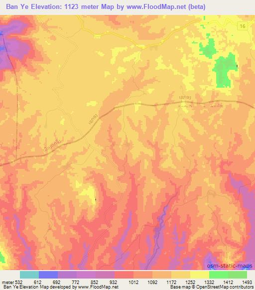 Ban Ye,Laos Elevation Map