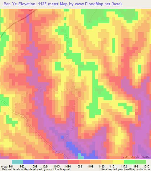 Ban Ye,Laos Elevation Map