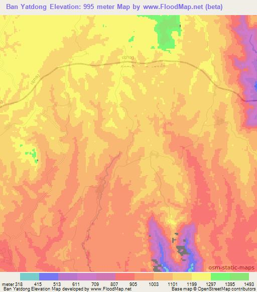 Ban Yatdong,Laos Elevation Map