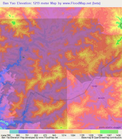 Ban Yao,Laos Elevation Map