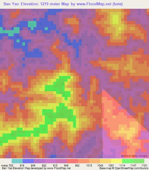 Ban Yao,Laos Elevation Map