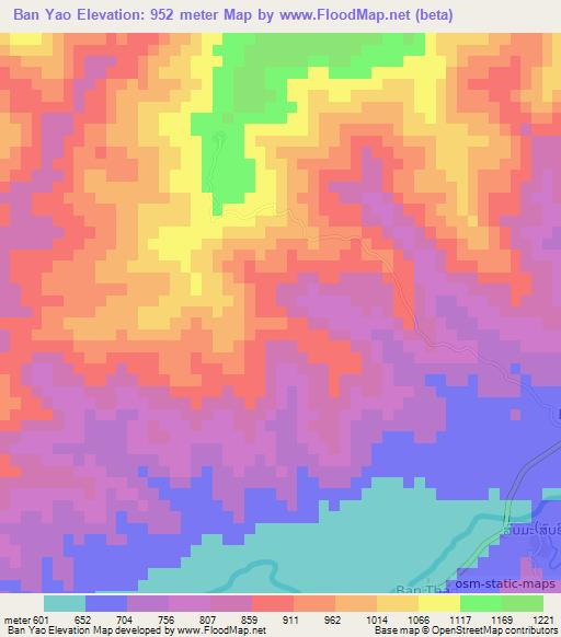 Ban Yao,Laos Elevation Map