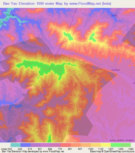 Ban Yao,Laos Elevation Map