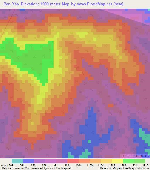 Ban Yao,Laos Elevation Map