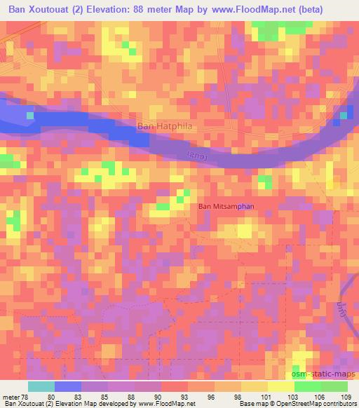 Ban Xoutouat (2),Laos Elevation Map