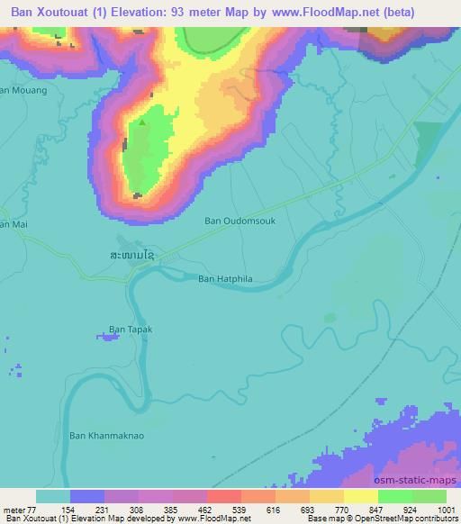 Ban Xoutouat (1),Laos Elevation Map