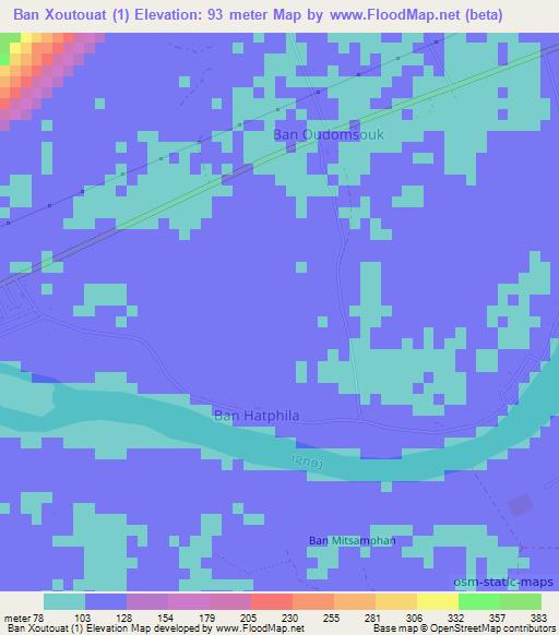 Ban Xoutouat (1),Laos Elevation Map