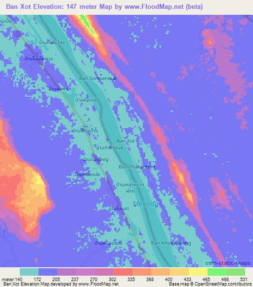 Ban Xot,Laos Elevation Map