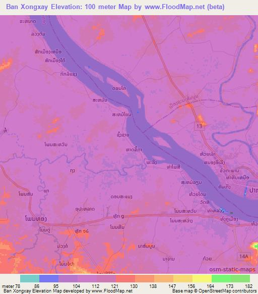 Ban Xongxay,Laos Elevation Map