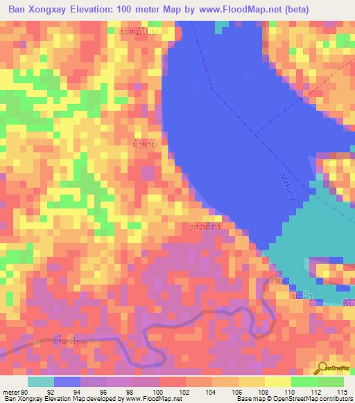 Ban Xongxay,Laos Elevation Map