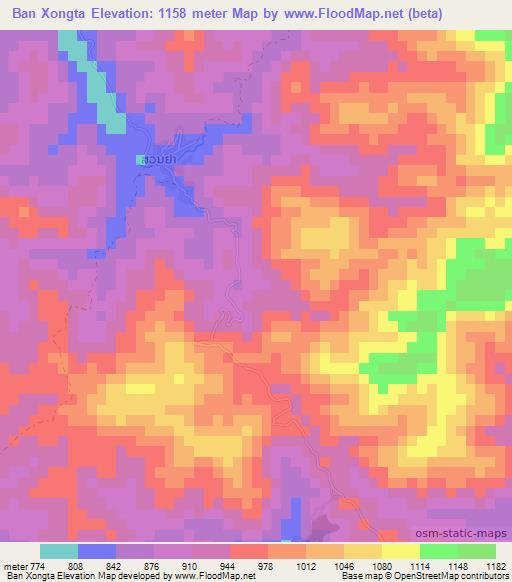 Ban Xongta,Laos Elevation Map