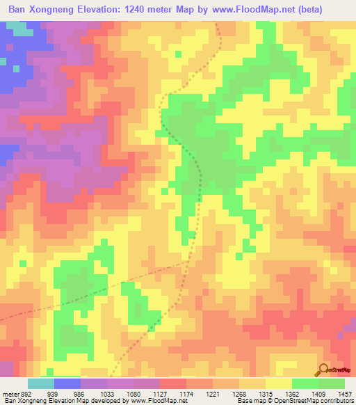 Ban Xongneng,Laos Elevation Map