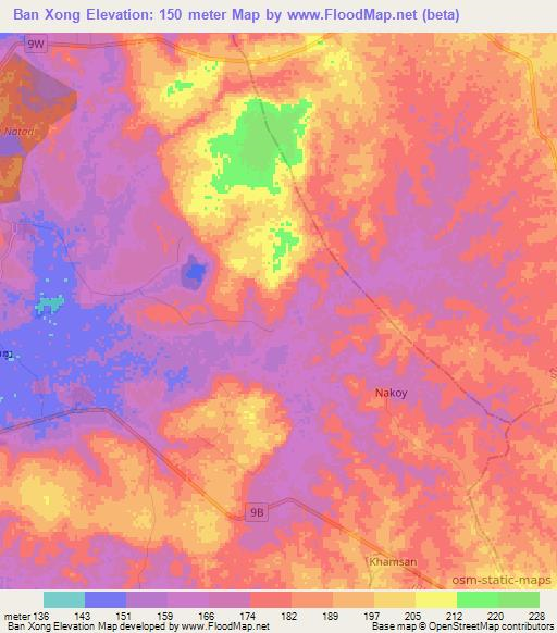 Ban Xong,Laos Elevation Map