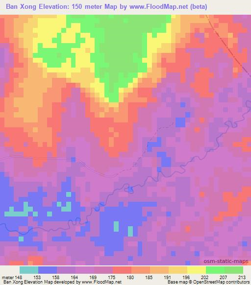 Ban Xong,Laos Elevation Map