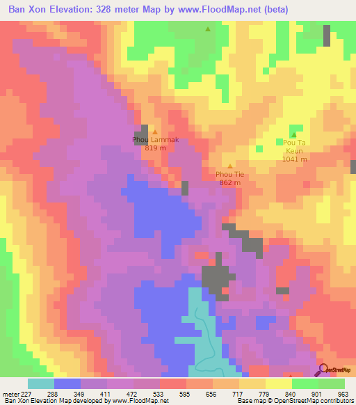 Ban Xon,Laos Elevation Map