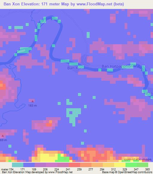 Ban Xon,Laos Elevation Map