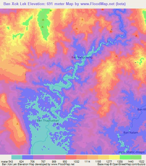 Ban Xok Lek,Laos Elevation Map