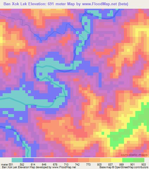 Ban Xok Lek,Laos Elevation Map