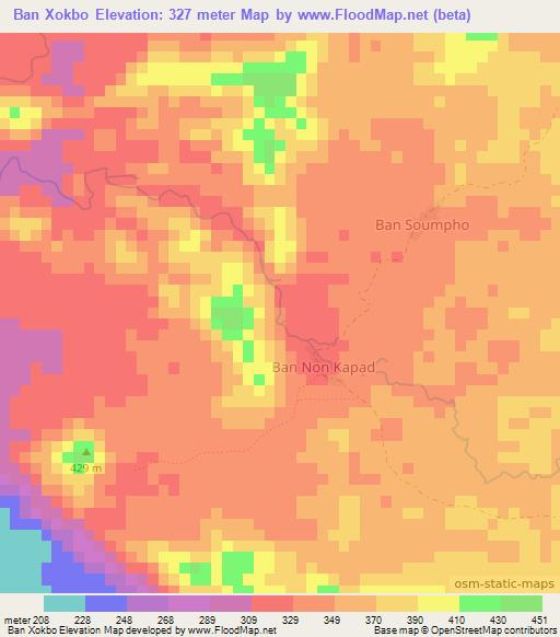 Ban Xokbo,Laos Elevation Map