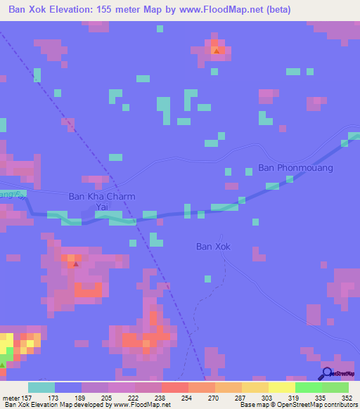 Ban Xok,Laos Elevation Map