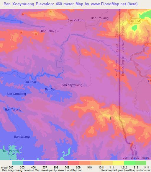 Ban Xoaymuang,Laos Elevation Map