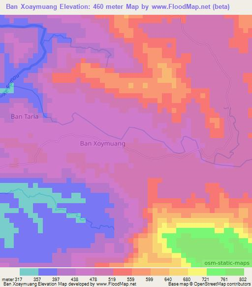 Ban Xoaymuang,Laos Elevation Map