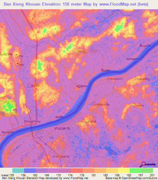 Ban Xieng Khouan,Laos Elevation Map