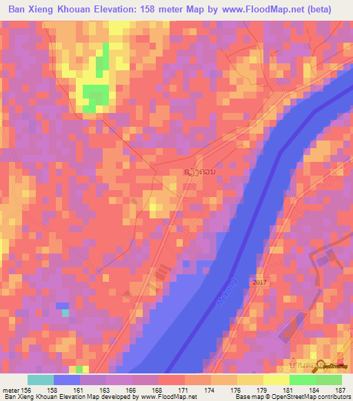 Ban Xieng Khouan,Laos Elevation Map