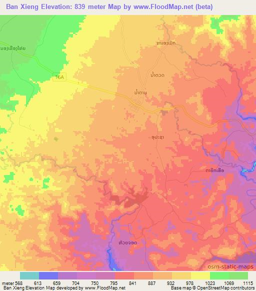 Ban Xieng,Laos Elevation Map