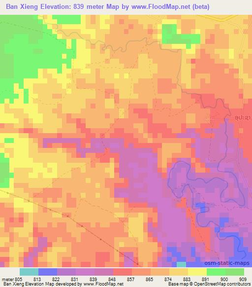 Ban Xieng,Laos Elevation Map