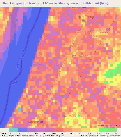 Ban Xiangvang,Laos Elevation Map