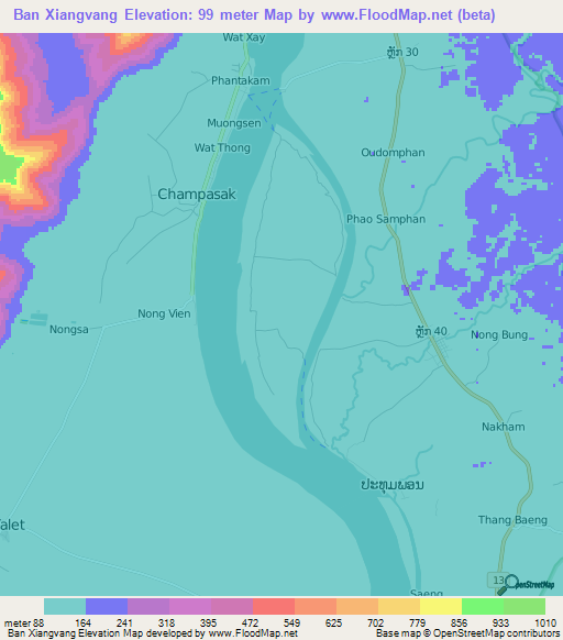 Ban Xiangvang,Laos Elevation Map