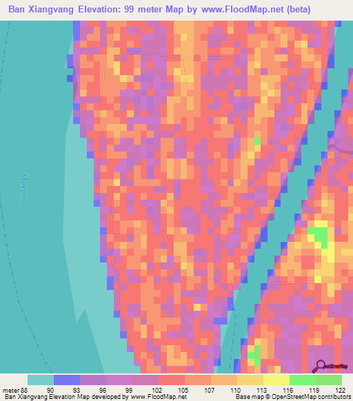 Ban Xiangvang,Laos Elevation Map