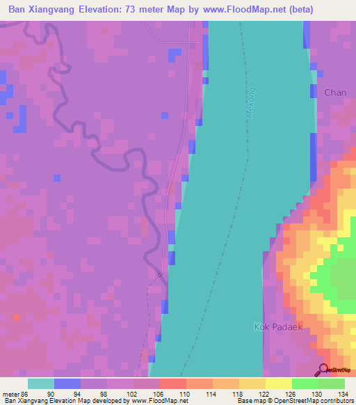 Ban Xiangvang,Laos Elevation Map