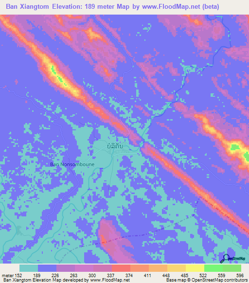 Ban Xiangtom,Laos Elevation Map