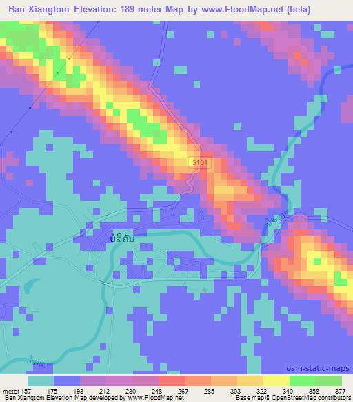 Ban Xiangtom,Laos Elevation Map