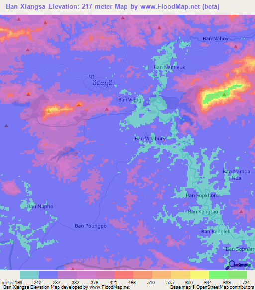 Ban Xiangsa,Laos Elevation Map