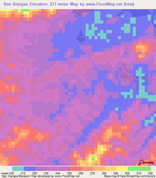 Ban Xiangsa,Laos Elevation Map