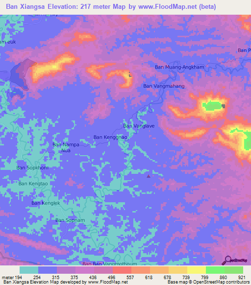 Ban Xiangsa,Laos Elevation Map