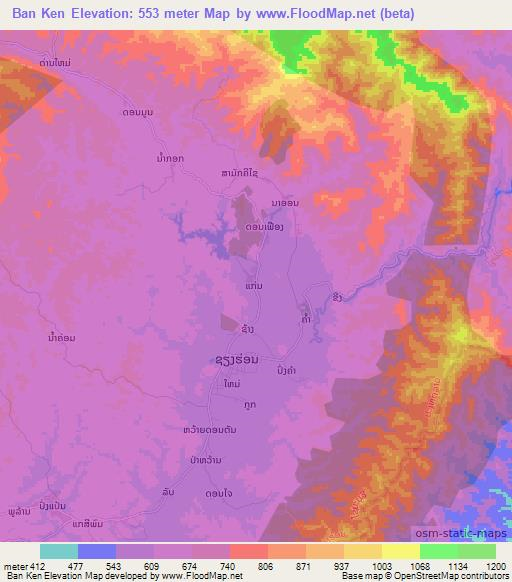 Ban Ken,Laos Elevation Map