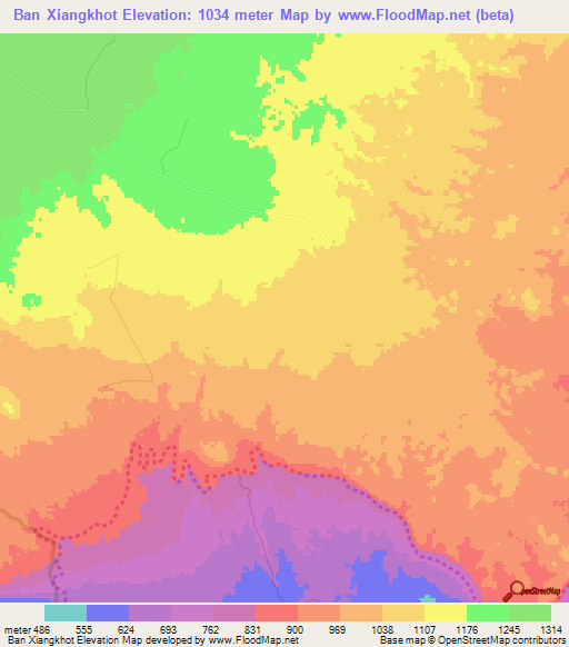 Ban Xiangkhot,Laos Elevation Map