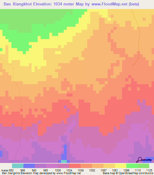 Ban Xiangkhot,Laos Elevation Map