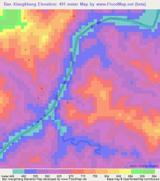 Ban Xiangkheng,Laos Elevation Map