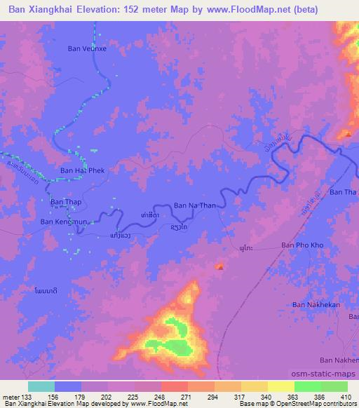 Ban Xiangkhai,Laos Elevation Map